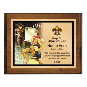 Rockwell "Ever Onward" Painting Scout Appreciation Plaque - Walnut