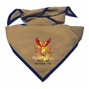 Troop Neckerchief with Phoenix Patrol Design and BSA Logo Troop Neckerchief with Phoenix Patrol Design and BSA Logo