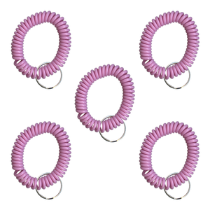Solid Light Pink Wrist Coil with Steel Key - 5 Pack Solid Light Pink Wrist Coil with Steel Key - 5 Pack