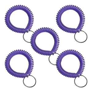 Translucent Violet Wrist Coils with Steel Key - 5 Pack Translucent Violet Wrist Coils with Steel Key - 5 Pack