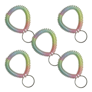 Translucent Rainbow Wrist Coils with Steel Key - 5 Pack Translucent Rainbow Wrist Coils with Steel Key - 5 Pack