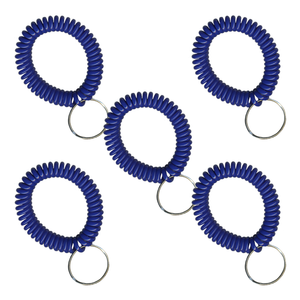Royal Blue Wrist Coils with Steel Key Ring - 5 Pack Royal Blue Wrist Coils with Steel Key Ring - 5 Pack