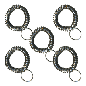 Metallic Dark Silver Wrist Coils with Steel Key - 5 Pack Metallic Dark Silver Wrist Coils with Steel Key - 5 Pack