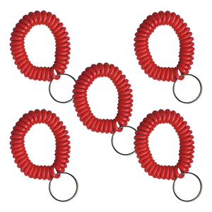 Red Wrist CoilS with Steel Key Ring - 5 Pack