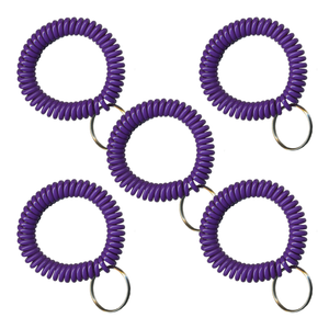 Purple Wrist Coils with Steel Key Ring - 5 Pack