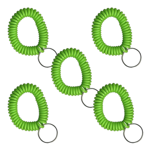Lime Green Wrist Coils with Steel Key Ring - 5 Pack Lime Green Wrist Coils with Steel Key Ring - 5 Pack