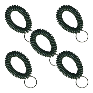 Forest Green Wrist Coils with Steel Key Ring - 5 Pack Forest Green Wrist Coils with Steel Key Ring - 5 Pack