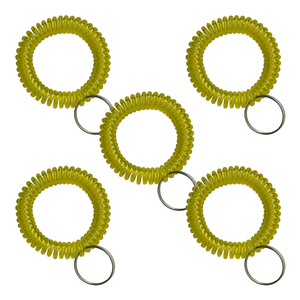 Translucent Yellow Wrist Coils with Steel Key - 5 Pack Translucent Yellow Wrist Coils with Steel Key - 5 Pack