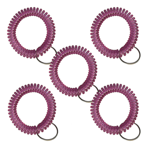 Translucent Pink Wrist Coils with Steel Key - 5 Pack