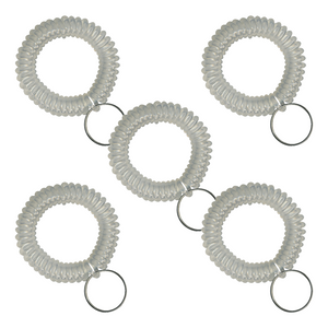 Translucent Clear Wrist Coil with Steel Key - 5 Pack Translucent Clear Wrist Coil with Steel Key - 5 Pack