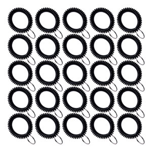 Black Wrist Coils with Steel Key Ring - 25 Pack Black Wrist Coils with Steel Key Ring - 25 Pack