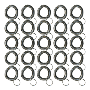 Metallic Dark Silver Wrist Coils with Steel Key - 25 Pack Metallic Dark Silver Wrist Coils with Steel Key - 25 Pack
