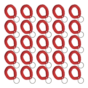 Red Wrist Coils with Steel Key Ring - 25 Pack Red Wrist Coils with Steel Key Ring - 25 Pack