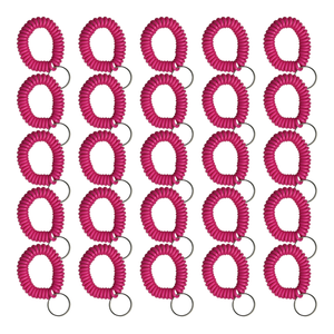 Hot Pink Wrist Coils with Steel Key Ring - 25 Pack Hot Pink Wrist Coils with Steel Key Ring - 25 Pack