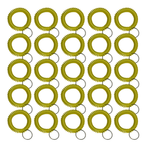Translucent Yellow Wrist Coil with Steel Key - 25 Pack Translucent Yellow Wrist Coil with Steel Key - 25 Pack