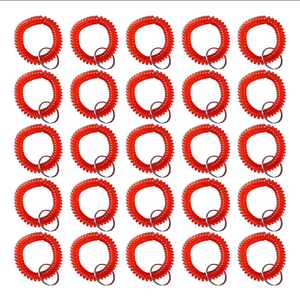 Translucent Red Wrist Coils with Steel Key - 25 Pack Translucent Red Wrist Coils with Steel Key - 25 Pack