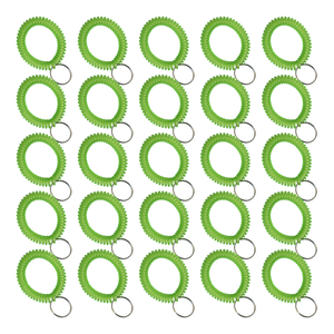 Translucent Green Wrist Coils with Steel Key - 25 Pack Translucent Green Wrist Coils with Steel Key - 25 Pack
