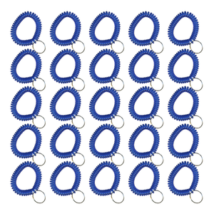 Translucent Blue Wrist Coils with Steel Key - 25 Pack Translucent Blue Wrist Coils with Steel Key - 25 Pack