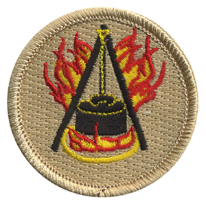 Flaming Dutch Oven Scout Patrol Patch - embroidered 2 inch round by ClassB Flaming Dutch Oven Scout Patrol Patch - embroidered 2 inch round by ClassB