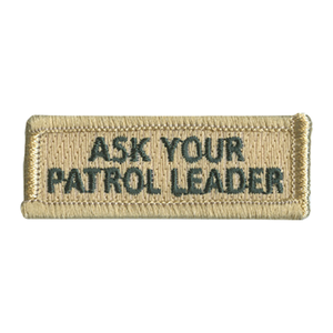 Ask Your Patrol Leader Rectangle Patch with tan background and bold green embroidery by ClassB Ask Your Patrol Leader Rectangle Patch with tan background and bold green embroidery by ClassB
