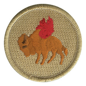 Flaming Buffalo Scout Patrol Patch - embroidered 2 inch round by ClassB Flaming Buffalo Scout Patrol Patch - embroidered 2 inch round by ClassB