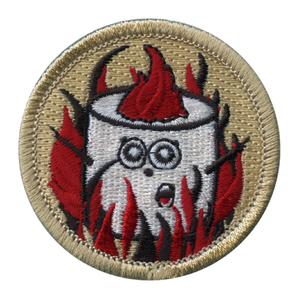 Cartoon Flaming Marshmallow Scout Patrol Patch - embroidered 2 inch round by ClassB