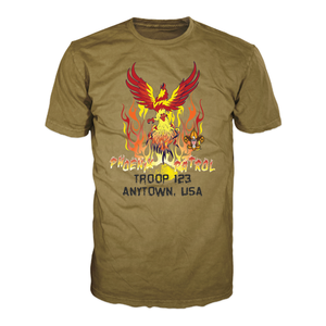 BSA Troop Patrol Shirt with Fierce Red Phoenix Design