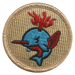 Flaming Narwhal Scout Patrol Patch - embroidered 2 inch round by ClassB Flaming Narwhal Scout Patrol Patch - embroidered 2 inch round by ClassB