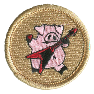 Rock Star Pig Scout Patrol Patch - embroidered 2 inch round by ClassB Rock Star Pig Scout Patrol Patch - embroidered 2 inch round by ClassB