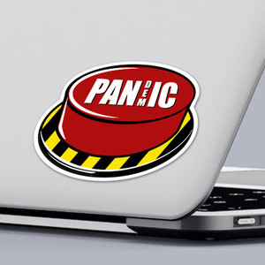 Funny 2020 Quarantine Sticker Panic Pandemic Red Button Sticker Design by ClassB