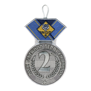 Pinewood Derby Medal Patch with Cub Scout Logo and Button Loop by ClassB Pinewood Derby Medal Patch with Cub Scout Logo and Button Loop by ClassB
