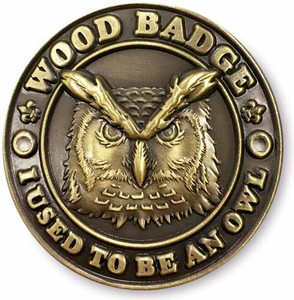 Wood Badge Hiking Stick Medallion of Wood Badge Owl Critter - FlatFront View by ClassB Wood Badge Hiking Stick Medallion of Wood Badge Owl Critter - FlatFront View by ClassB