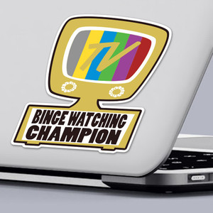 Funny 2020 Quarantine Sticker TV Binge Watching Champion Sticker Design by ClassB