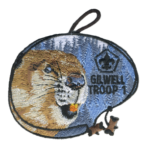 Wood Badge Patch of Wood Badge Realistic Beaver Critter Head with Wood Badge Beads - Gilwell Troop 1 design by ClassB