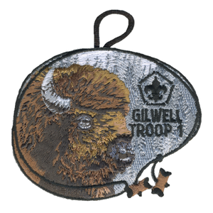 Wood Badge Patch of Wood Badge Realistic Buffalo Critter Head with Wood Badge Beads - Gilwell Troop 1 design by ClassB
