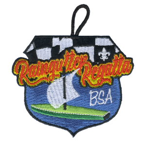 Raingutter Regatta Activity Patch with green sailboat and a finish line flag background with BSA FDL by ClassB Raingutter Regatta Activity Patch with green sailboat and a finish line flag background with BSA FDL by ClassB