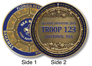 Sea Base High Adventure Coin with Sea Base Wheel Logo
