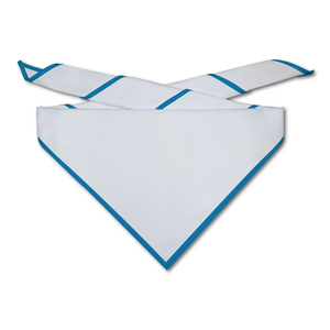 Blank White Neckerchief with Sapphire Piped  Edge