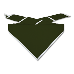 Blank Dark Olive Neckerchief with White Piped Edge Blank Dark Olive Neckerchief with White Piped Edge