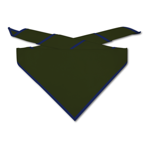 Blank Dark Olive Neckerchief with Metro Blue Piped Edge Blank Dark Olive Neckerchief with Metro Blue Piped Edge