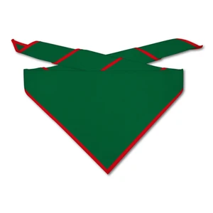 Blank Medium Green Neckerchief with Red Piped Edge - Troop Size