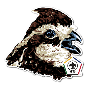 Wood Badge Sticker of Wood Badge Realistic Bobwhite with Wood Badge Logo