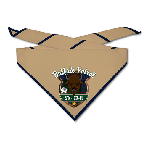 Wood Badge Neckerchief with Wood Badge Buffalo Critter and Wood Badge Logo - Digital View