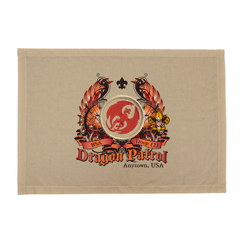 BSA Troop Patrol Patch Flag with Red Dragon Patrol Patch