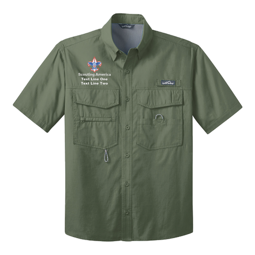 Short Sleeve Fishing Shirt with Scouting America Logo - Seagrass Green