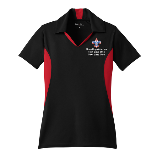 Color Block Ladies Wicking Polo with Scouting America Logo