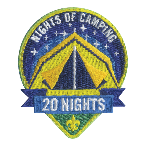 Nights of Camping Yellow Tent Embroidered Patch 20 Nights by ClassB