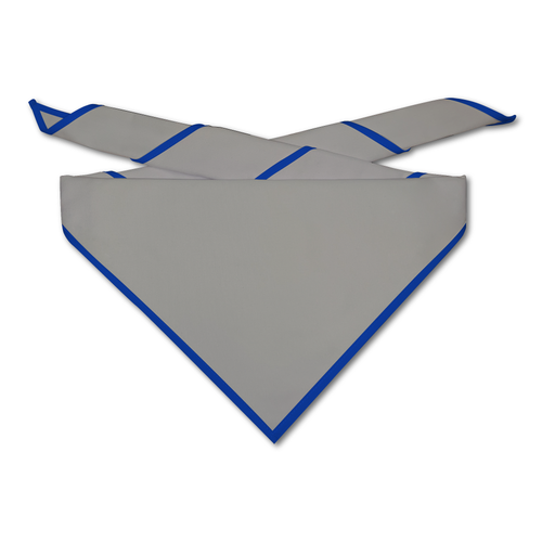 Blank Silver Neckerchief with Royal Blue Piped Edge - Troop Size