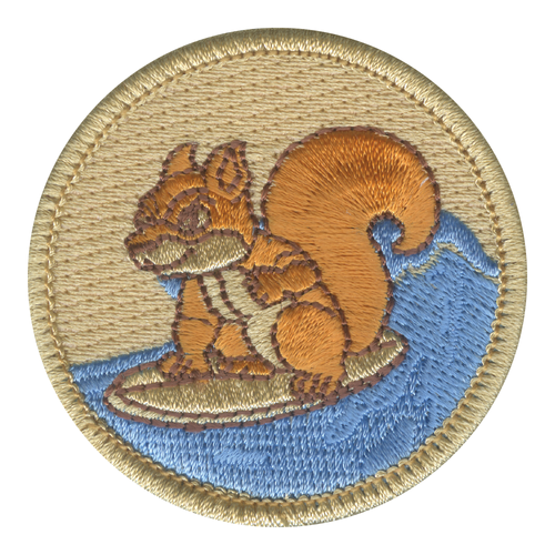 Surfing Squirrel Patrol Patch - embroidered 2 in round