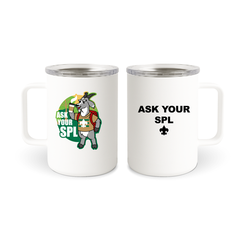 Ask your Senior Patrol Leader Goat design 11oz Thermo Mug with Scouts BSA FDL - both sides